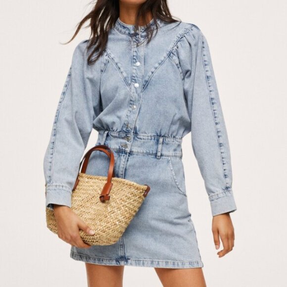 Mango Dresses & Skirts - NWT Mango Light Wash Denim Mini Dress- size Small
